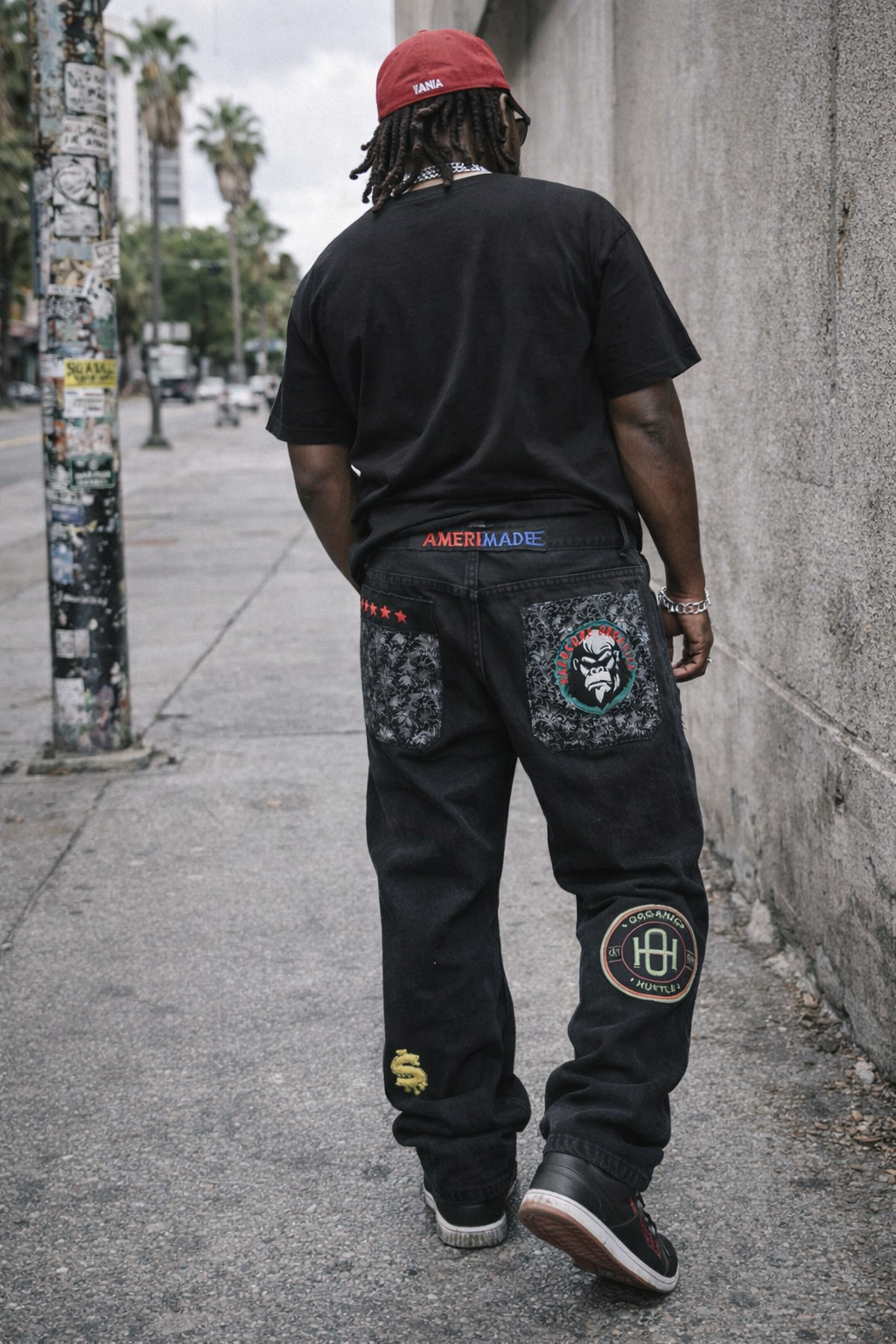 Organic Hu$tle Patchwork Jeans – Custom AMERIMADE Streetwear Denim (Men’s 34x34)
