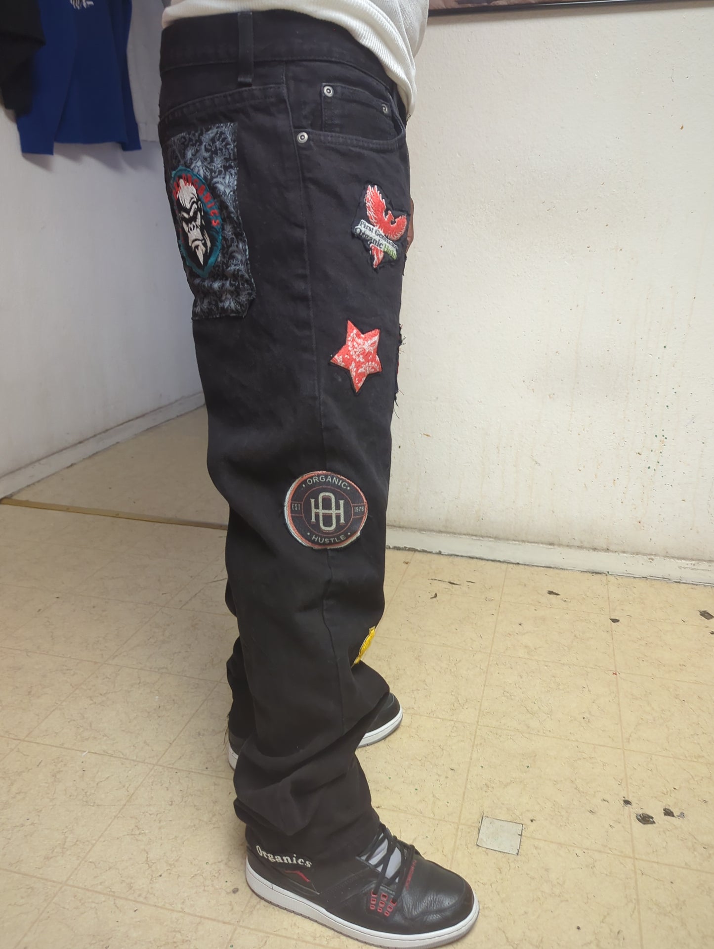 Organic Hu$tle Patchwork Jeans – Custom AMERIMADE Streetwear Denim (Men’s 34x34)