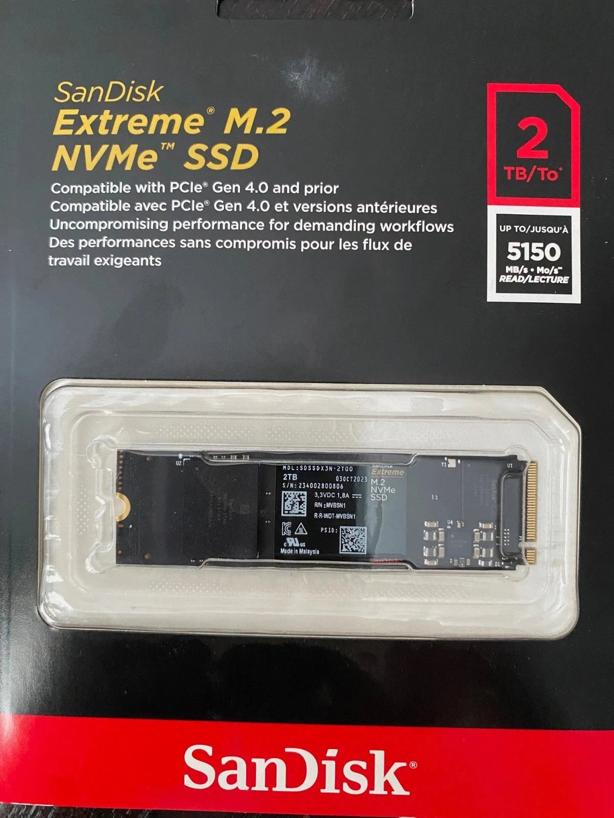SanDisk Extreme 2TB M.2 NVMe SSD (PCIe Gen 4×4) – Open Box / Brand New tmot.store