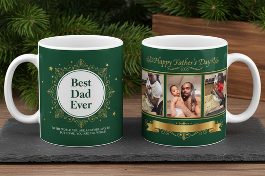 Three Photo Dad Mug — Clean Photos Forest Green
