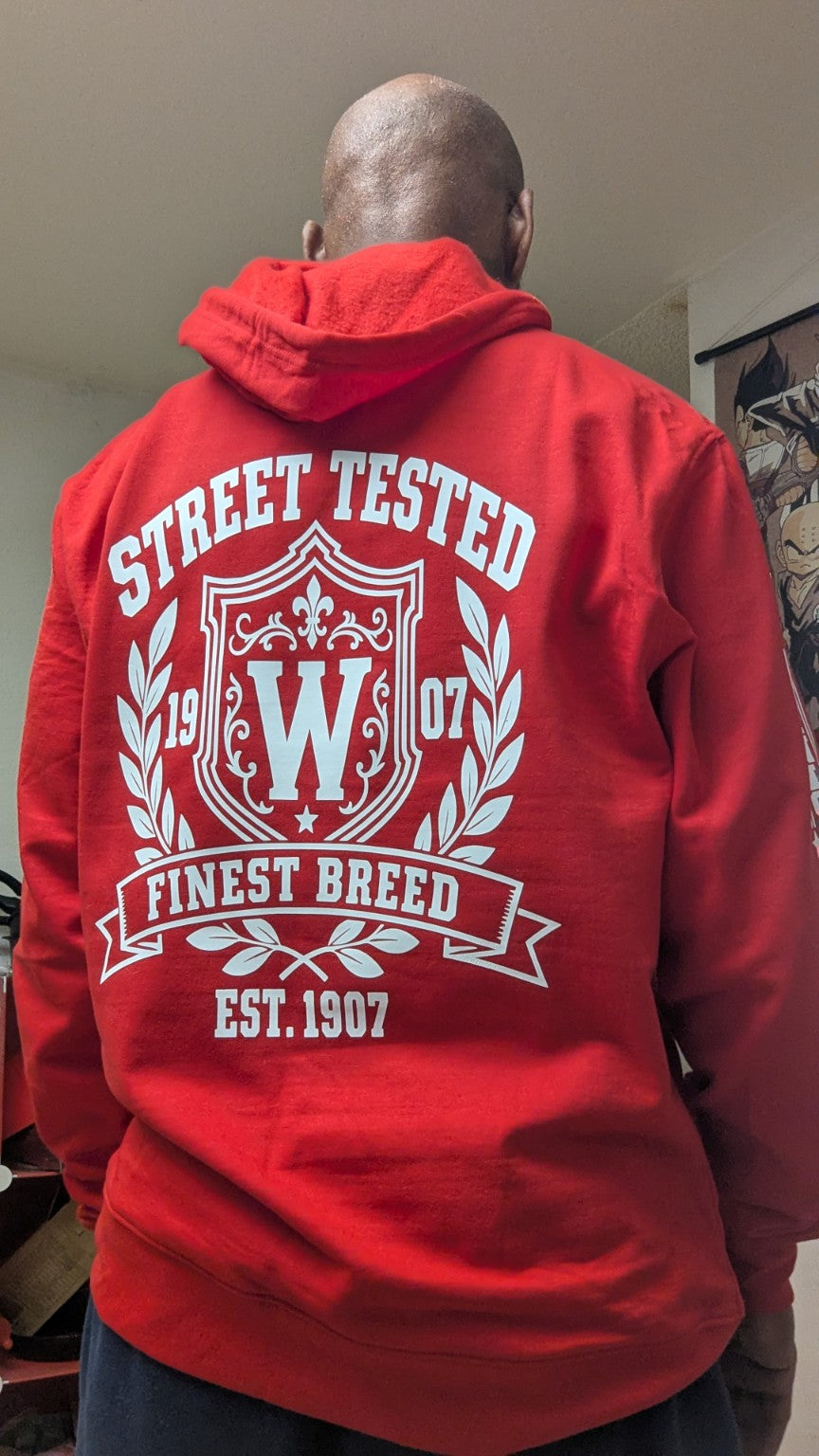 Actual Watts 1907 New Edition red pullover hoodie back