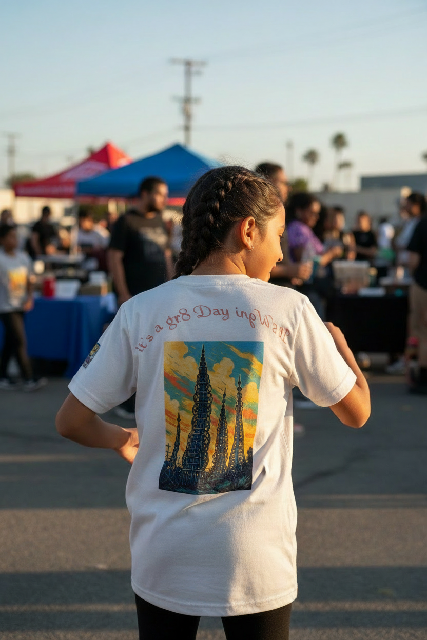 Young girl back view at event